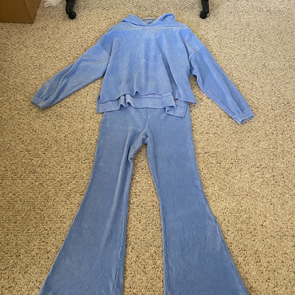 Aerie Light Blue Corduroy Flare Set